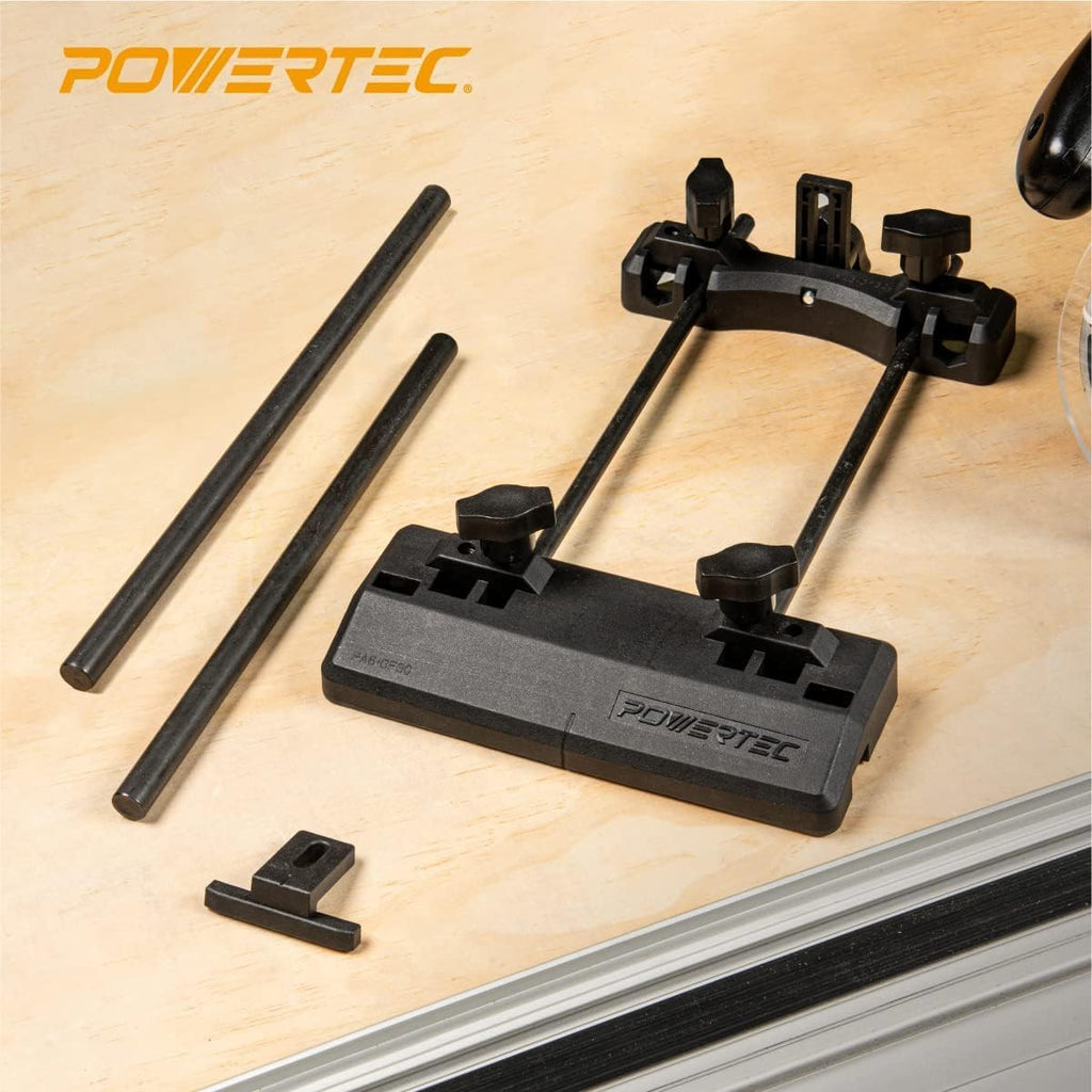 POWERTEC 110' Track Saw Guide Rail Kit and Router Guide for Makita and Festool Compact Router and Plunge Router, Includes 2PK 55' Guide Rails and Connectors (72079)