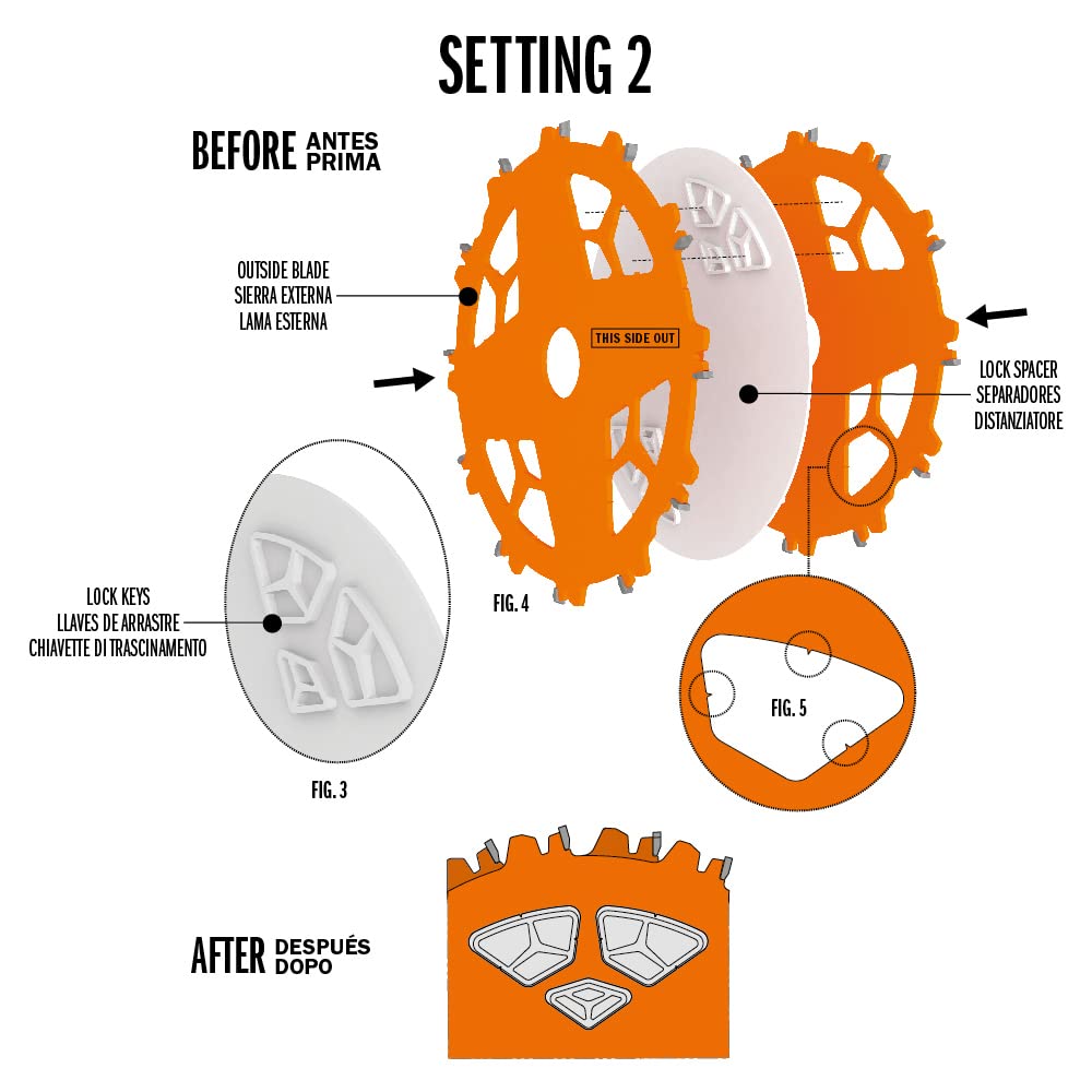 CMT ORANGE TOOLS 230.312.08 DADO Set Saw Blade HW D=8' B=5/8' Z12 FTG+ATB Orange PTFE