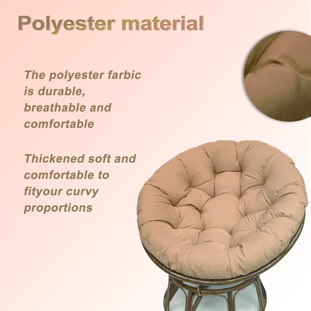 Indoor Outdoor Papasan Chair Cushion, Bucket & Moon Comfy Round Cushion, Tufted Wicker Hanging Egg Chair Cushion for Garden, Living Room, Bedroom