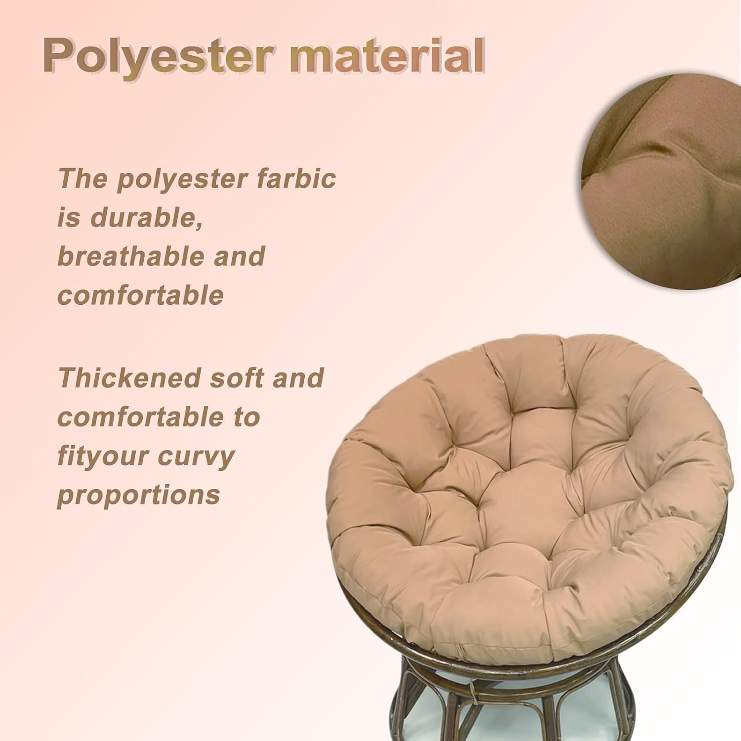 Tufted Rattan Papasan Chair Cushion, Waterproof Saucer Chair Cushion, Hanging Egg Swing Seat Pads for Outdoor Indoor Garden Patio Furniture (Without Seats)