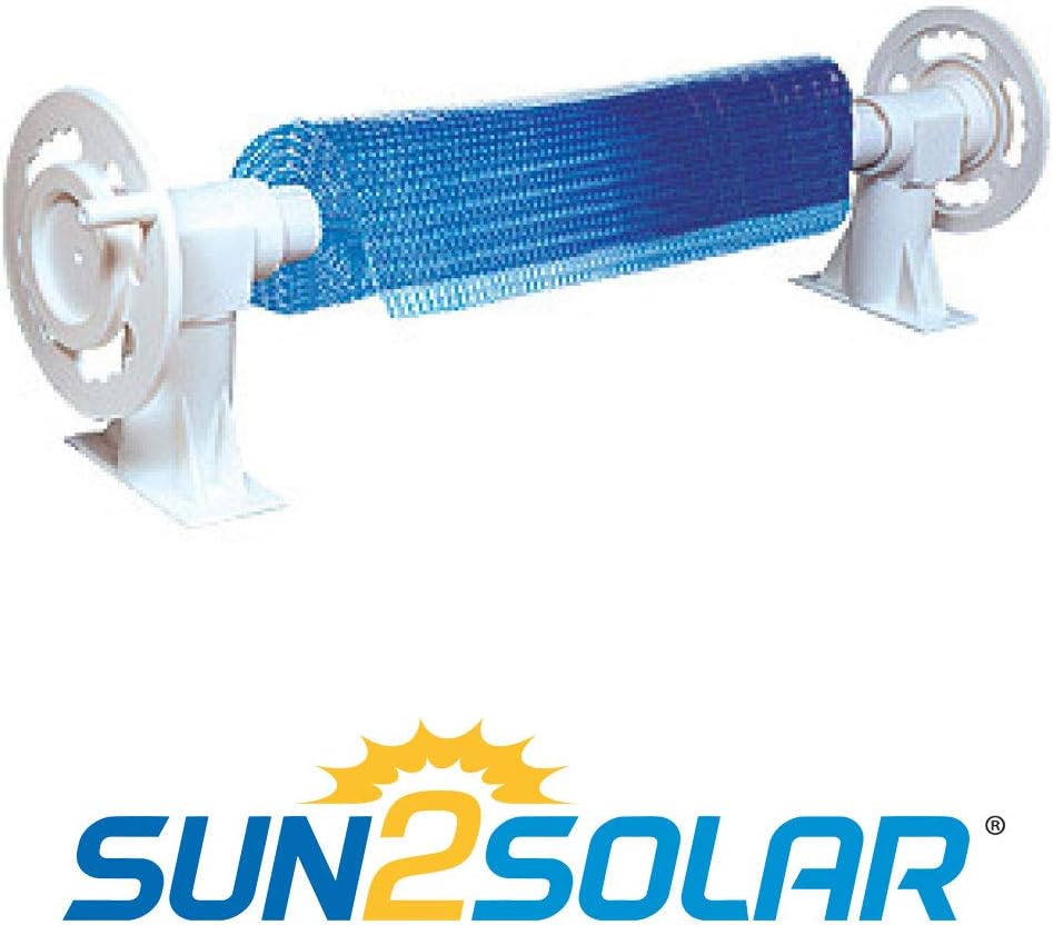 Sun2Solar Solar Cover White Reel System for Round or Oval Above-Ground Swimming Pools | Fits Pools up to 21-Feet Wide Without Decking | Easy One-Person Operation