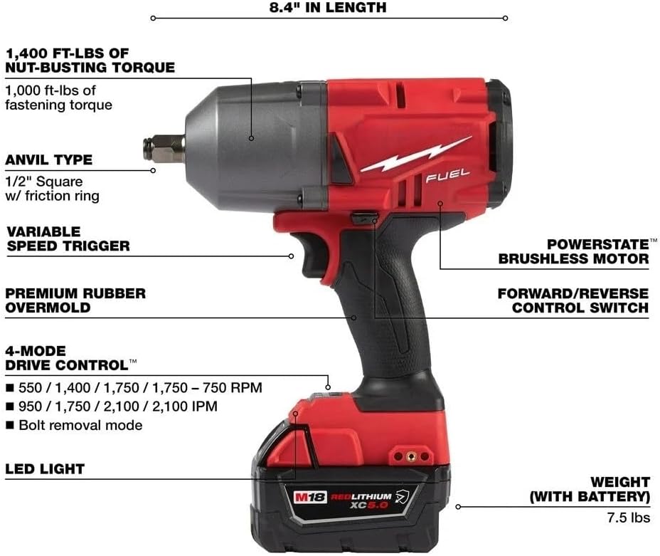 2767-22GR Cordless Combo Kits for Milwaukee M18 FUEL High Tourque Impact Wrench/Grease Gun
