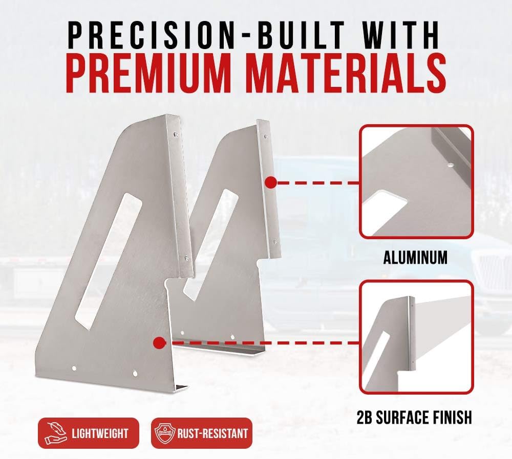 Mytee Products Aluminum Mounting Brackets for Flatbed and Stepdeck Trailer Toolbox - 18' x 24' Weld-on, Weather Resistant Underbody Truck Tool Box Mounting Kit - 1 Pair