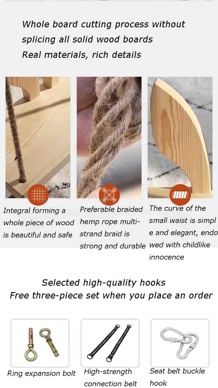 Indoor Children's Swing, Home Balcony Hanging Chair, Outdoor Garden Solid Wood Rocking Chair, Suitable for The Balcony of The Hotel Room (a 50cm)