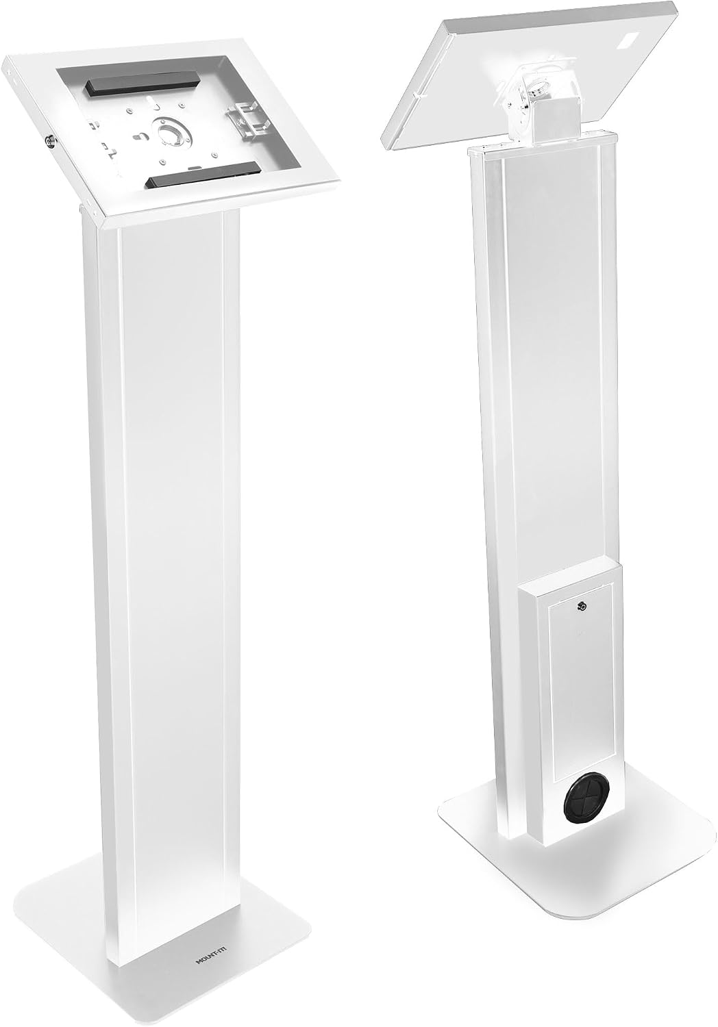 Mount-It! Anti-Theft iPad Floor Stand Kiosk, Locking Tablet Floor Stand for iPad Gen 7–11 & A16, Air & Pro (10.2'–11'), Commercial Kiosk for Retail, Lobby & Trade Show, White