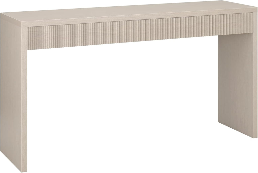 Henn&Hart 55' Rectangular Fluted Console Table, Ribbed Entryway Table, Sofa Table for Entryway, Living Room, Couch, Hallway, or Office, Beech White