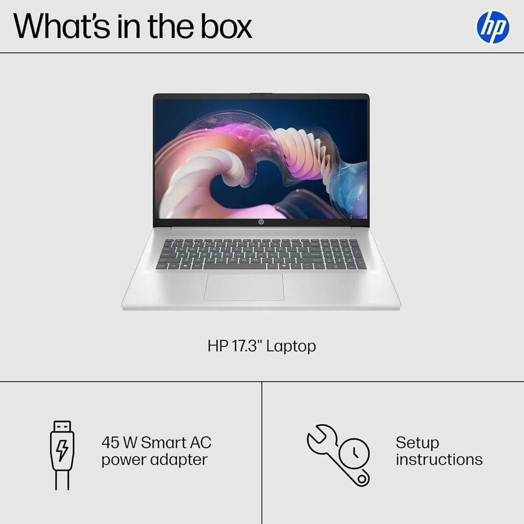 HP 17.3' Business Laptop, Powerful Intel 13th 8 Cores i3 CPU (Beat 11th i5), 8GB RAM, 256GB SSD, USB-C, Wi-Fi 6, Windows 11 + Copilot, Office 365 for The Web, No Mouse