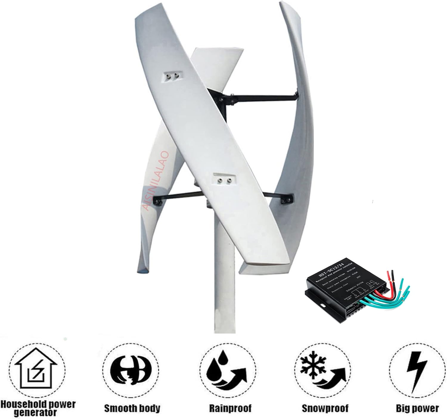 220V-12V Vertical Wind Turbine Generator 3000W 3 Blade Maglev Wind Turbine Noiseless Suitable for Outdoor Street Lighting with Controller,12v