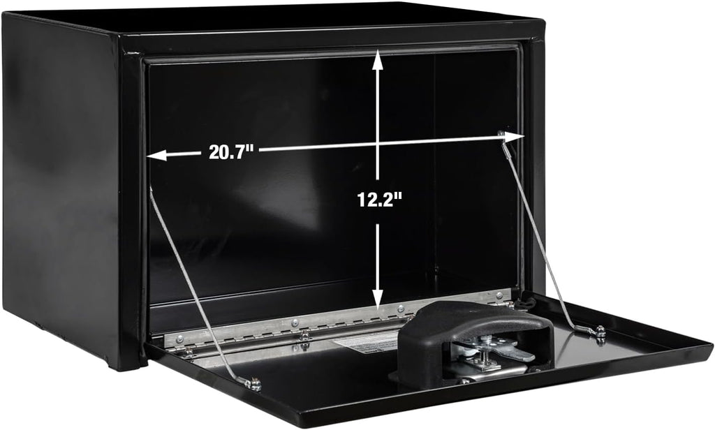 Buyers Products 1703322 Black Steel Underbody Truck Tool Box – 15 x 13 x 24 Inch - Truck Bed & Underbelly RV Storage Box, Locking T-Latch, Weather-Resistant, Heavy-Duty Flatbed Job Box, Made in USA