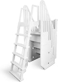 Blue Wave Easy Pool Entry System for 48 to 54-in Deep Above Ground Pools – Secure Pool Steps & Ladder Set w/Lockable Gate, Rust-Resistant Vinyl, Handrails, Anti-Entrapment Barrier – 350-lbs Cap.