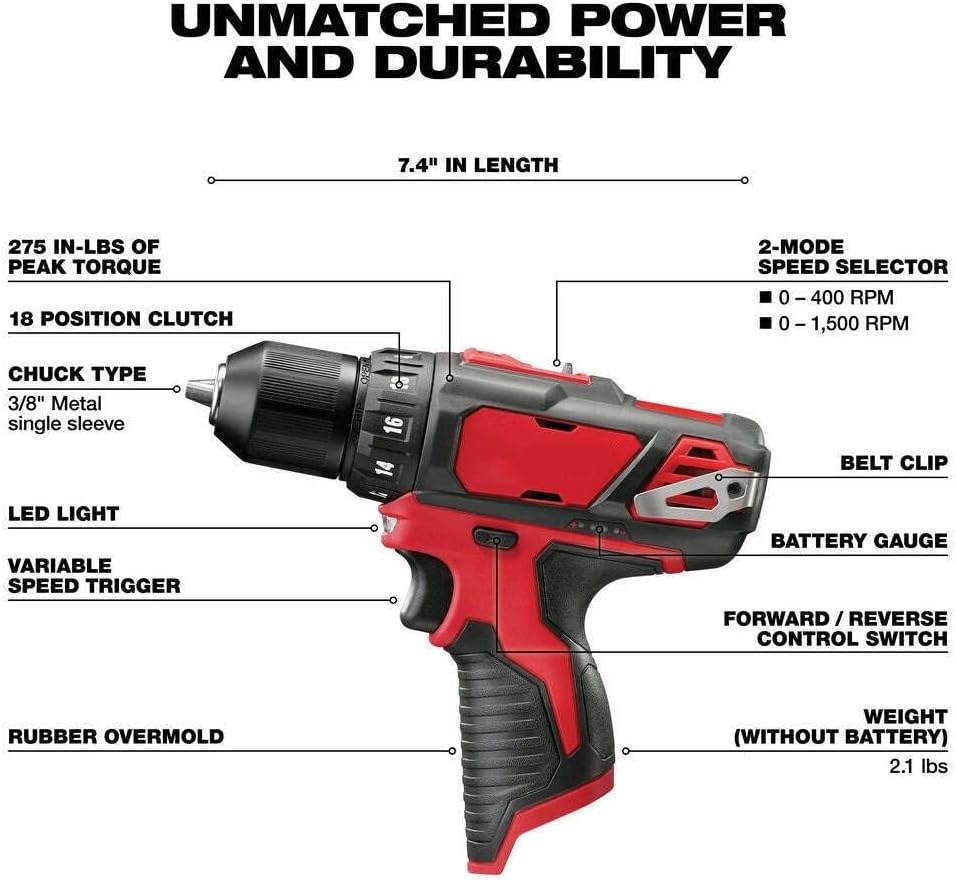 with Milwaukee 2494-22 M12 12V Cordless Power Lithium-Ion 2-Tool Combo Kit