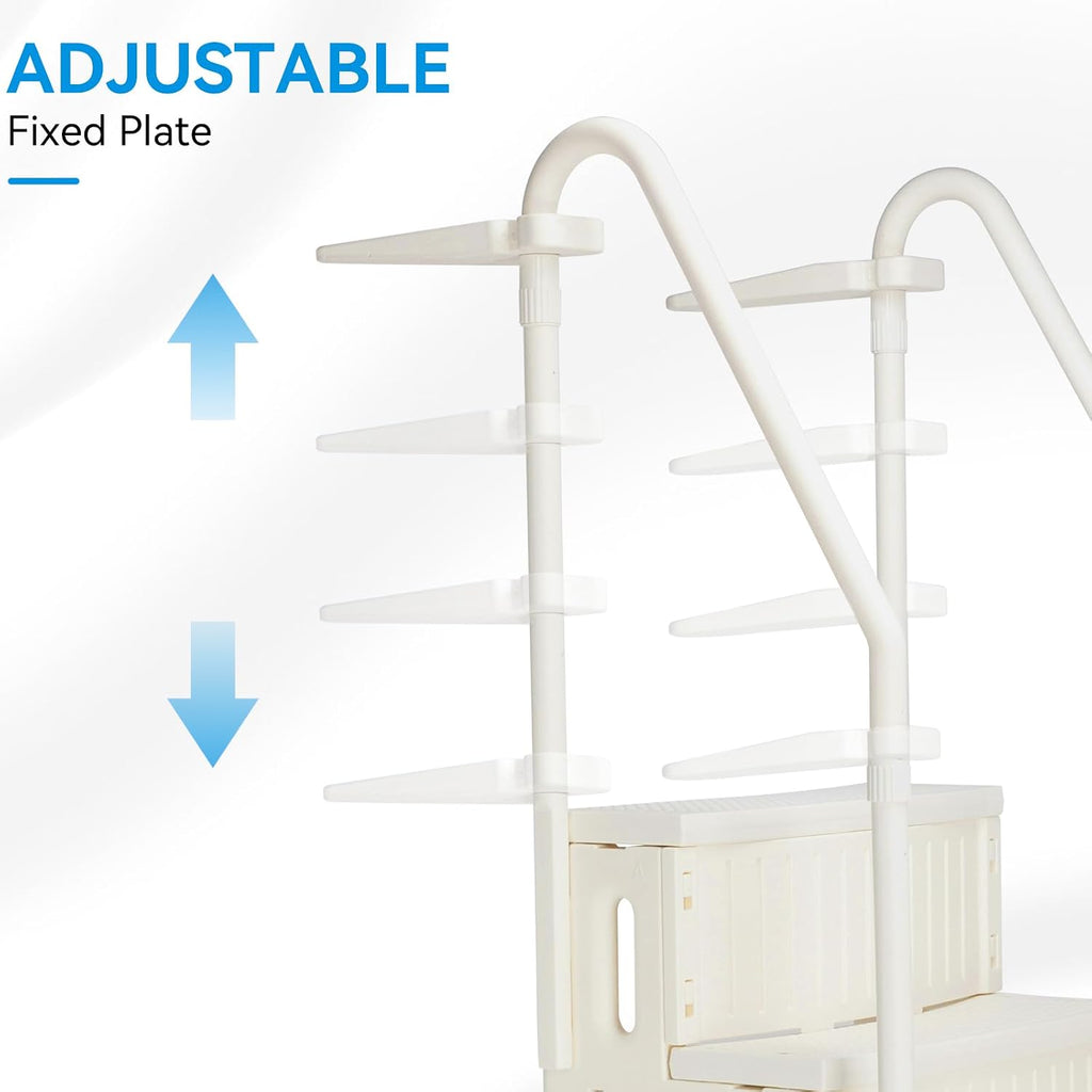Outvita 4 Steps Heavy-Duty Safety Pool Ladder for 48' to 54' Above Ground Swimming Pools with Non-Slip Heavy Duty Steps, 400lbs Capacity, Stair Entrance with Handrails(Beige)