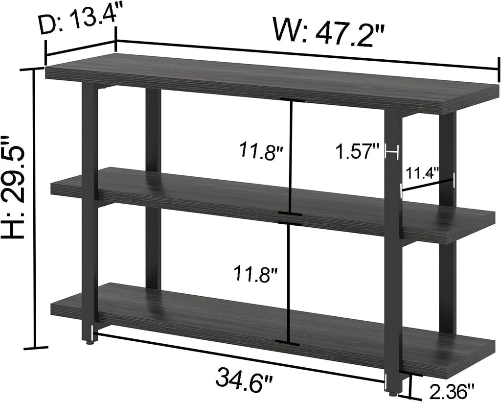 FOLUBAN Entryway Table, Wood Sofa Table with Storage Shelves for Living Room, Modern Console Table for Hallway, Entrance, or Behind Couch, Dark Gray, 47 Inch