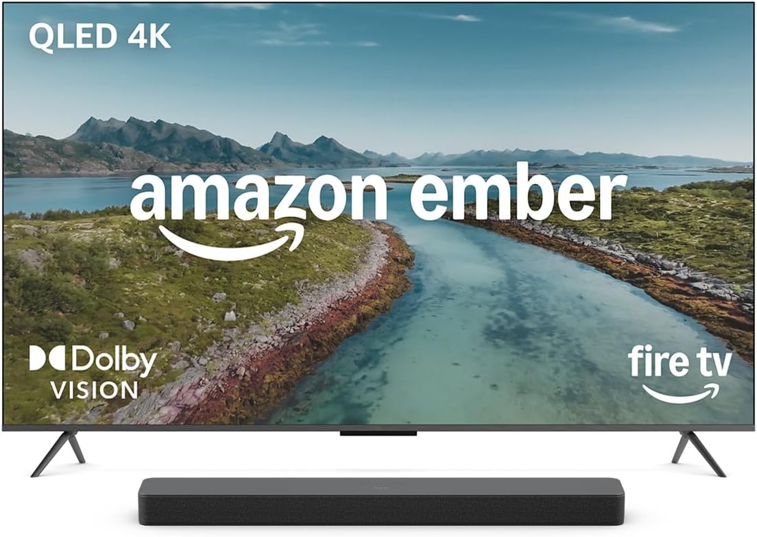 Amazon Ember 65' QLED Series with Fire TV (newest model) with Fire TV Soundbar Plus