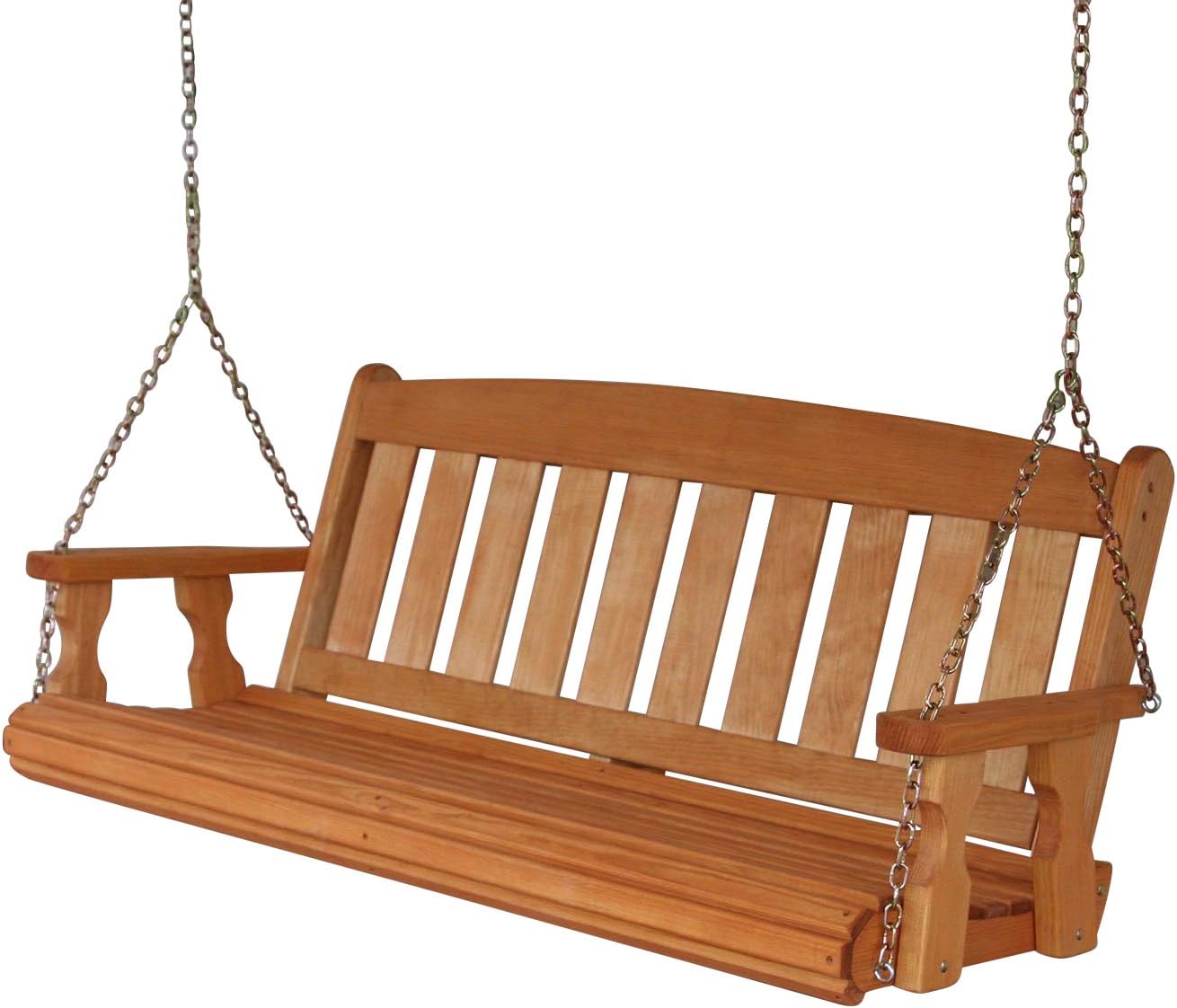Amish Heavy Duty 800 Lb Mission Treated Porch Swing with Hanging Chains (4 Foot, Cedar Stain)