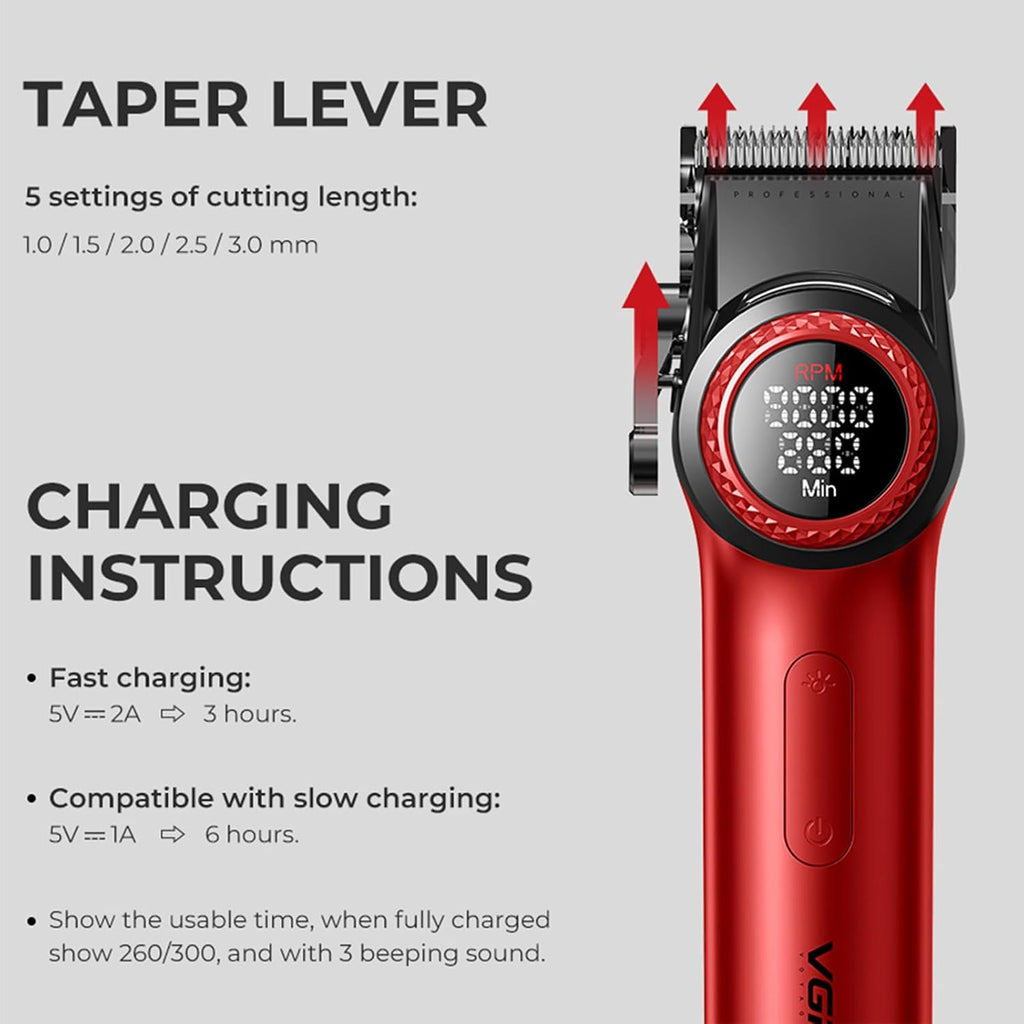 VGR Professional Hair Clippers for Men, T-Blade Trimmer Zero Gapped Cordless Barber Clippers, Triple Floating Blade Foil Shaver Men's Electric Razor, 3 Piece Men's Grooming Kit with LED Display