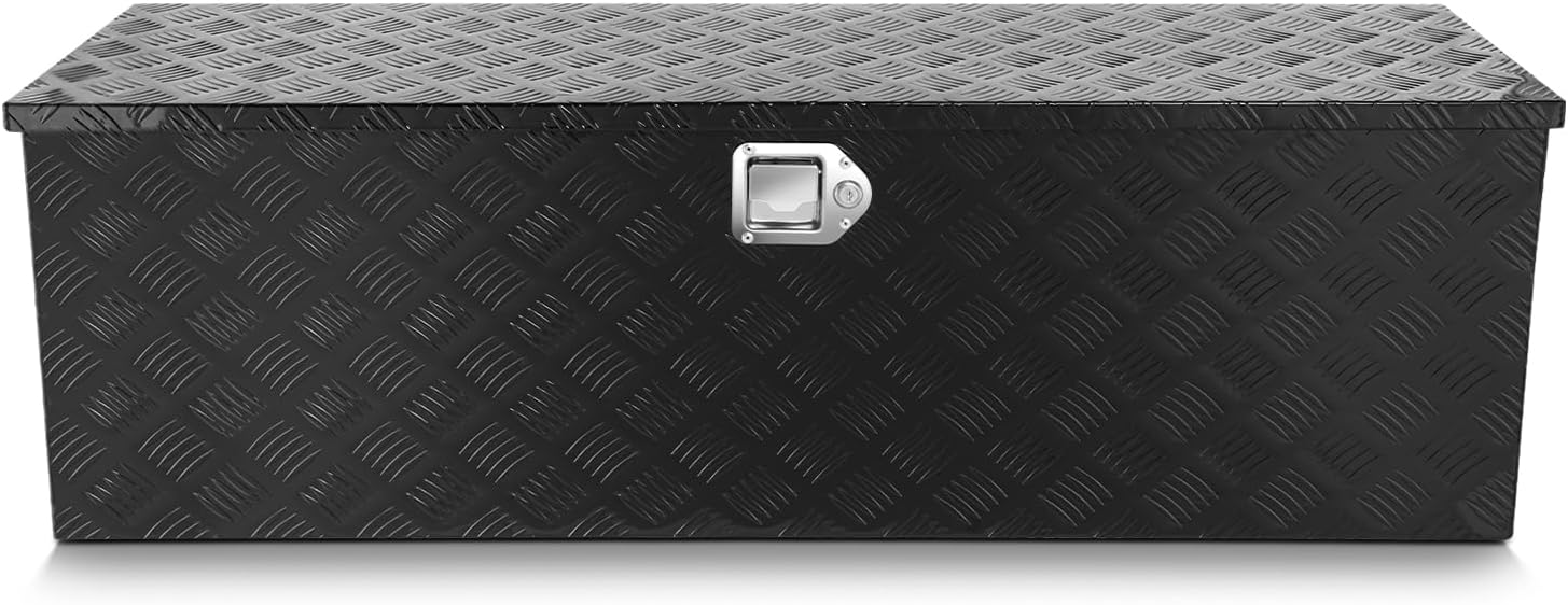 DNA MOTORING Truck Tool Box Lockable Storage Box, Truck Bed Tool Box Truck Bed Organizer Aluminum Truck Tool Boxes for Bed of Truck, w/Lock & Keys, 47'L X 15' W X 15' H Black, TBOX-T5-001-BK
