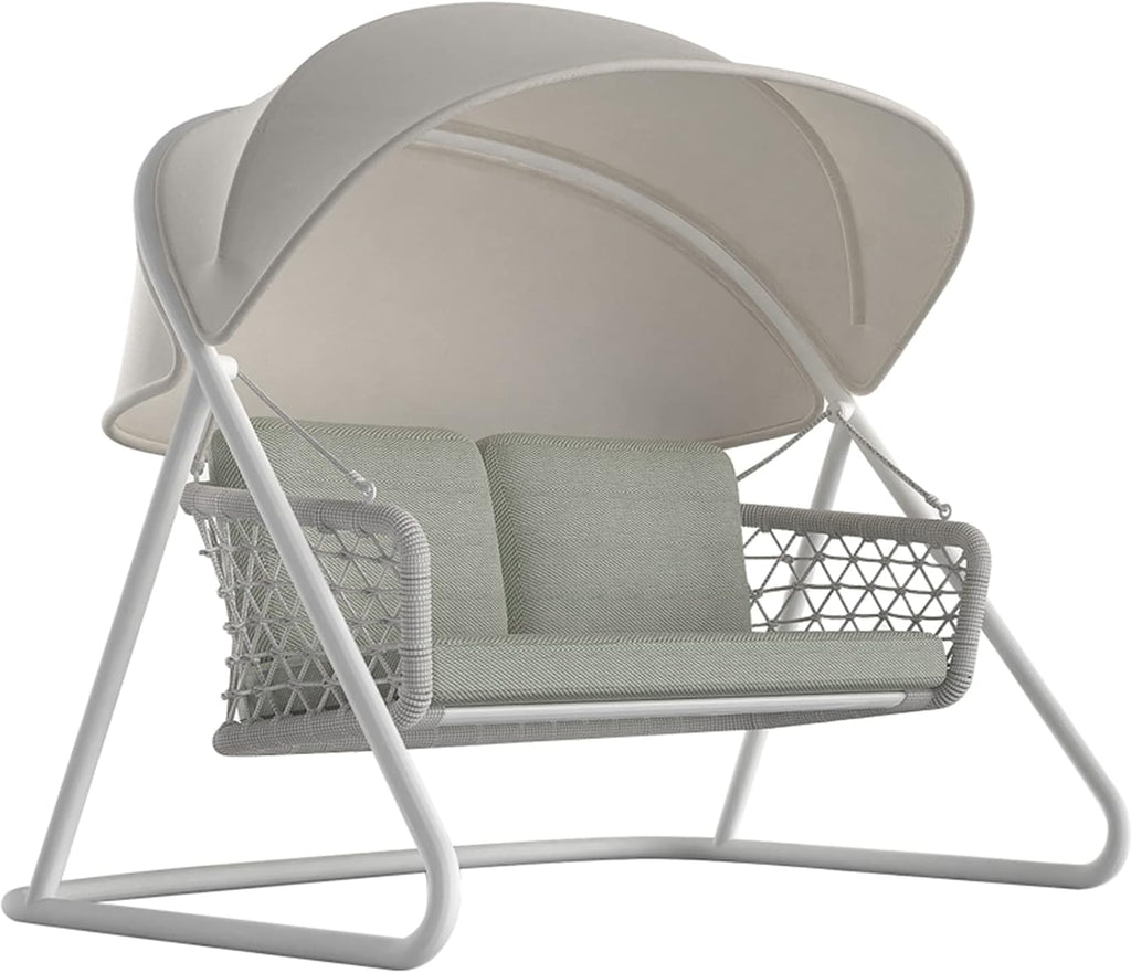 MARURY Outdoor Balcony Rocking Chair, 2-Person Outdoor Patio Swing Chair, Simple Waterproof Sunscreen Courtyard Hanging Blue Sunshade, for Garden, Balcony, Backyard (180 * 160 * 190 Cm)