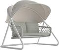MARURY Outdoor Balcony Rocking Chair, 2-Person Outdoor Patio Swing Chair, Simple Waterproof Sunscreen Courtyard Hanging Blue Sunshade, for Garden, Balcony, Backyard (180 * 160 * 190 Cm)