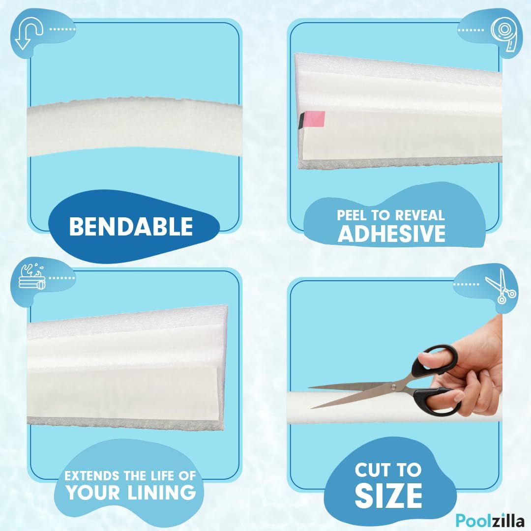 Poolzilla 48'' Inch Pool Cove for 16' x 32' FT Oval Above-Ground Pools (21 Pack) - Durable Peel and Stick Foam for Pool Liner Protection