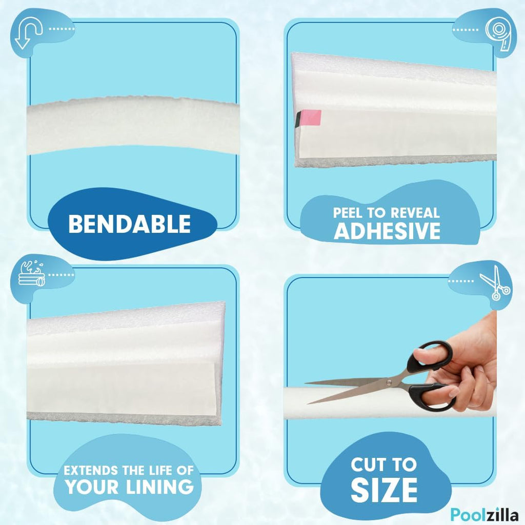 Poolzilla 48'' Inch Pool Cove for 15' x 30' FT Oval Above-Ground Pools (20 Pack) - Durable Peel and Stick Foam for Pool Liner Protection
