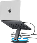 Spigen ArcDock Laptop Stand with 6 in 1 Hub USB-A 3.0, USB-C 3.0, PD 100W, 4K 60Hz HDMI Universal Adjustable Folding Laptop Dock with 360 Rotating Base - Space Grey