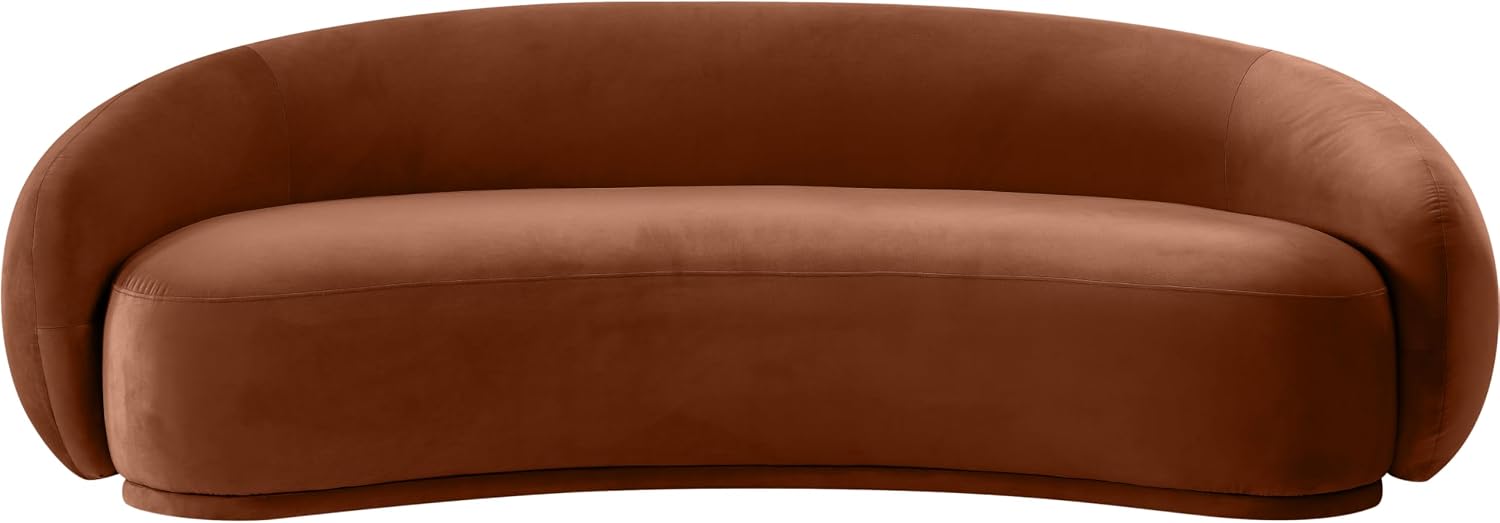 Meridian Furniture 44044Cognac-S Emery Collection Modern | Contemporary Sofa with Ultra Luxe Cognac 460 GSM Velvet, Solid Eucalyptus Wood Inner Frame, 95' W x 45.5' D x 31' H, Cognac