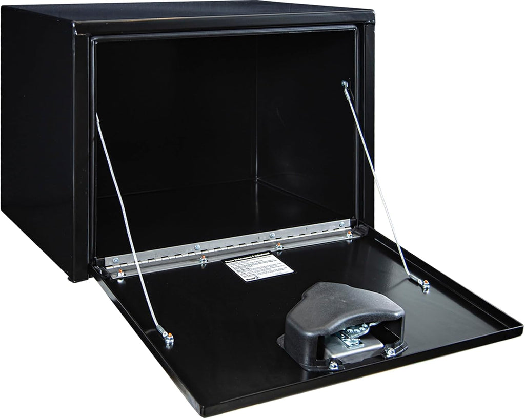 Buyers Products 1702300 Black Steel Underbody Truck Tool Box – 18 x 18 x 24 Inch - Truck Bed & Underbelly RV Storage Box, Locking T-Latch, Weather-Resistant, Heavy-Duty Flatbed Job Box, Made in USA