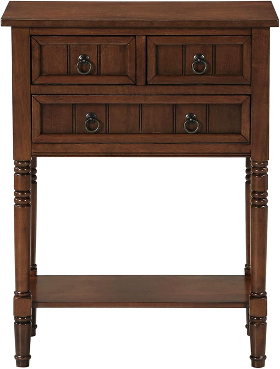 Convenience Concepts Kendra Entryway Hall Table 23.75' - 3 Storage Drawers, Traditional Console with Shelf for Decor, Office & Hallway Organizer, No Tools Assembly, Solid Wood Legs, Espresso