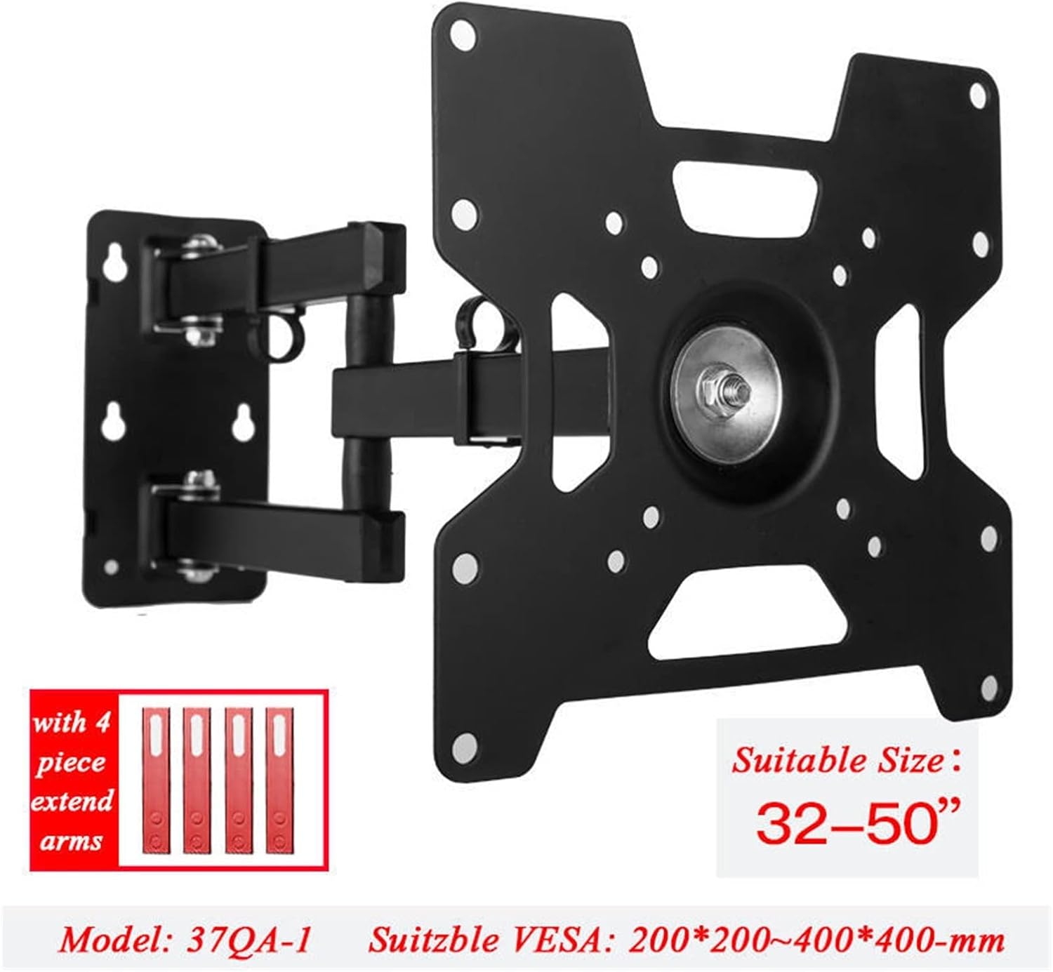TV Wall Mount Articulating LCD Monitor Full Motion Extension Arm for Most 32-43 Inch LED TV Flat Screen VESA Up to 200x200mm(32-50inch)