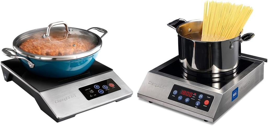 ChangBERT Portable Induction Cooktop 1800W NSF Certified Commercial Range Powerful Countertop Burner & 1800W Commercial Grade Induction Cooktop, NSF Certified Portable Large 8' Heating Coil