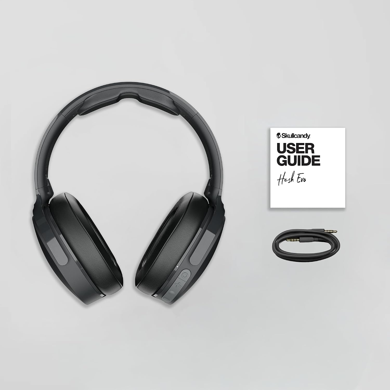 Skullcandy Hesh Evo Wireless Over-Ear Bluetooth Headphones, Noise Isolating, Up to 36 Hours Battery, Foldable Lightweight Design, Microphone for iPhone Android - True Black