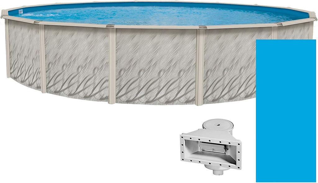 Lake Effect Pools 'Meadows Reprieve' 24' Round Above Ground Swimming Pool | 52' Inch Height | Resin Protected Steel Sided Walls | Includes a Solid Blue Overlap Pool Liner and Widemouth Skimmer
