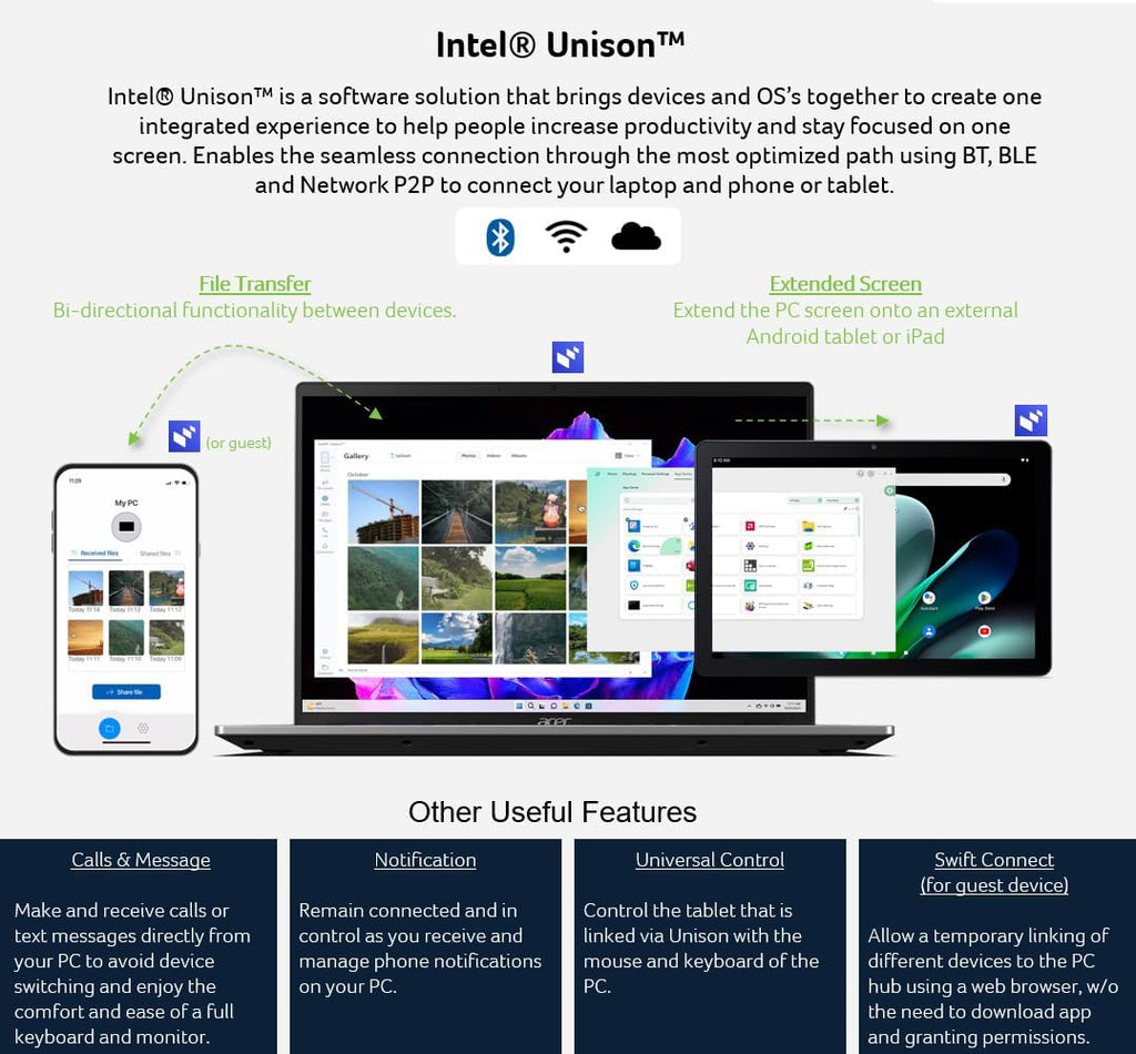 acer Swift Go 14 Intel Evo Thin & Light Laptop | 14' 1920 x 1200 Touch Display | Unlock AI Experiences | Intel Core Ultra 7 Processor 155H | Intel ARC | 16GB LPDDR5X | 512GB SSD | SFG14-72T-718K