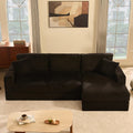 Cloud Couch 113' L-Shaped Couch (Not Boneless), 3-Seater Modular Sectional Couch, Queen Sofa with Corduroy Upholstery, Deep Seats, High Backrest & Pocket Spring Cushions, Right Facing Chaise, Black