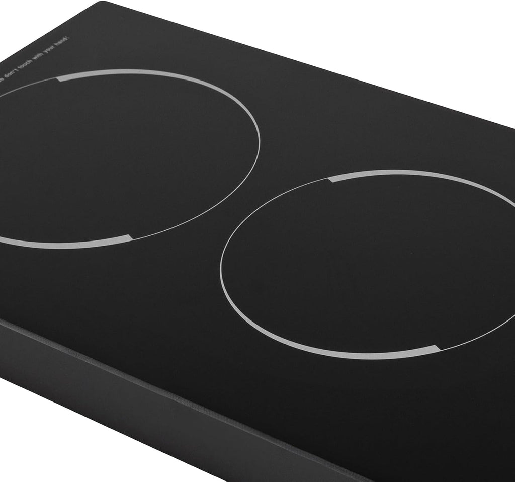 1200W+900W 20 Inch Electric Cooktop, 9 Levels 2 burner induction Built-in Plate Hot Plate Electric burner Double Induction Cooktop with LED touch Knob Control Overheat Protection for all Pans