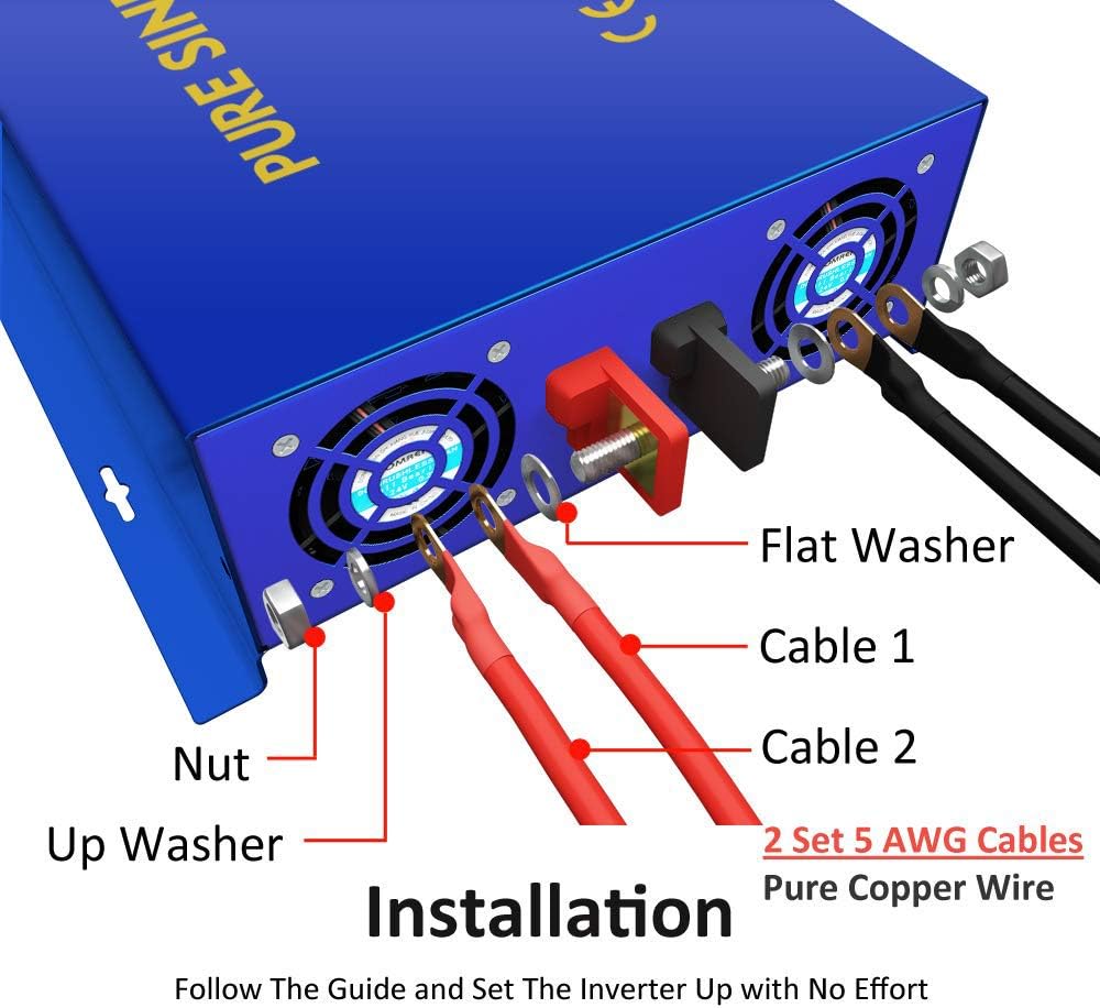 3000W Pure Sine Wave Inverter - 36V DC to AC 120V 110V Power Inverter Surge 6000w, Power Converter for Car Solar System, Off Grid Power System. (3000W36V)