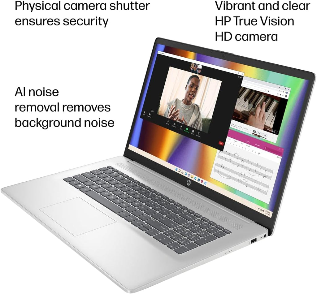 HP 17 Laptop (17.3' FHD Anti-Glare, AMD Ryzen 5 (> Intel i7-1165G7), 16GB RAM, 512GB SSD) for Business, Home, Student, Long Battery Life, Webcam, Fast Charge, HDMI, IST Hub, Win 11 Pro, Silver