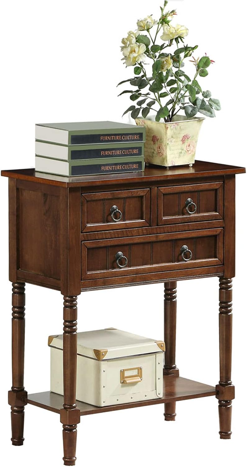 Convenience Concepts Kendra Entryway Hall Table 23.75' - 3 Storage Drawers, Traditional Console with Shelf for Decor, Office & Hallway Organizer, No Tools Assembly, Solid Wood Legs, Espresso