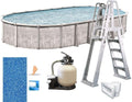 In The Swim 15' x 26' Oval Above Ground Swimming Pool - Marina Package - Featuring: Sand Filter, Pump System and A-Frame Ladder