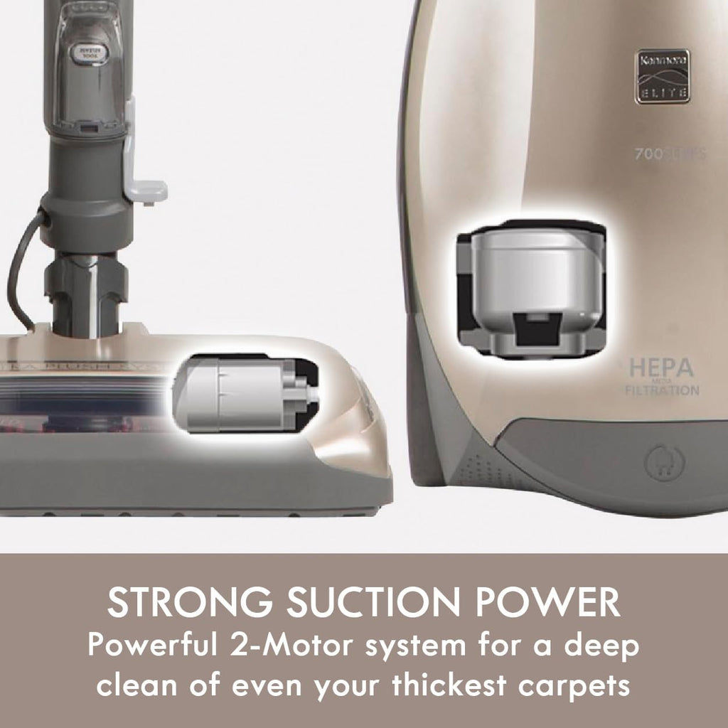 Kenmore Elite 700 Series Bagged Canister Vacuum with 2-Motor System, Powerful Suction, HEPA Filter, Pet PowerMate for Pet Hair, Thick Carpet, Hard Floors, Stairs and More, Gold