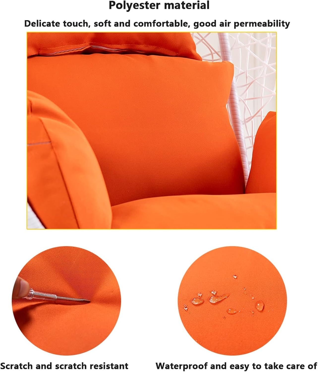 Wttfc Egg Chair Cushion Replacement, Outdoor Swing Chair Seat Cushion Replacement Cover, Washable Thicken Hanging Hammock Chair Cushion Only