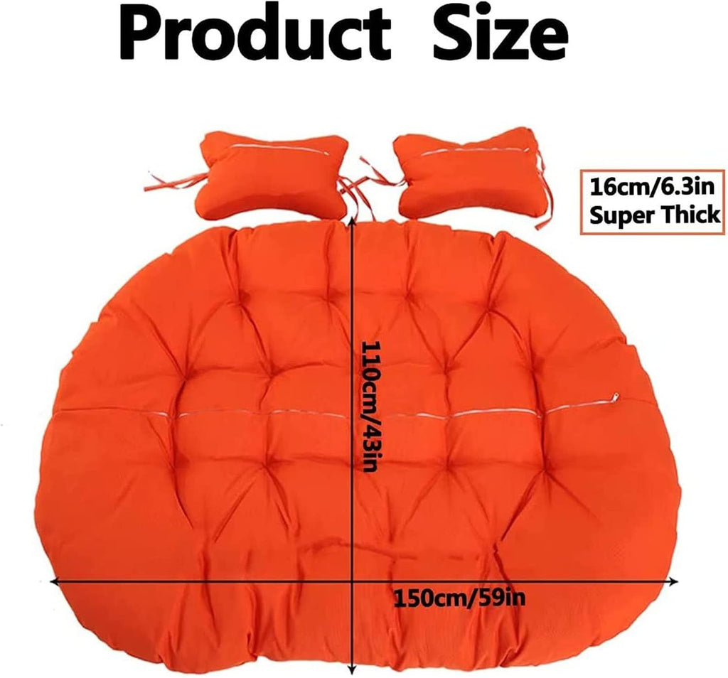 Replacement Double Egg Chair Cushion Outdoor Patio Wicker Loveseat Hanging Swing Egg Chairs for 2 Persons, Ideal for Patio, Backyard, Balcony - Hammock Swing Chair Cushion