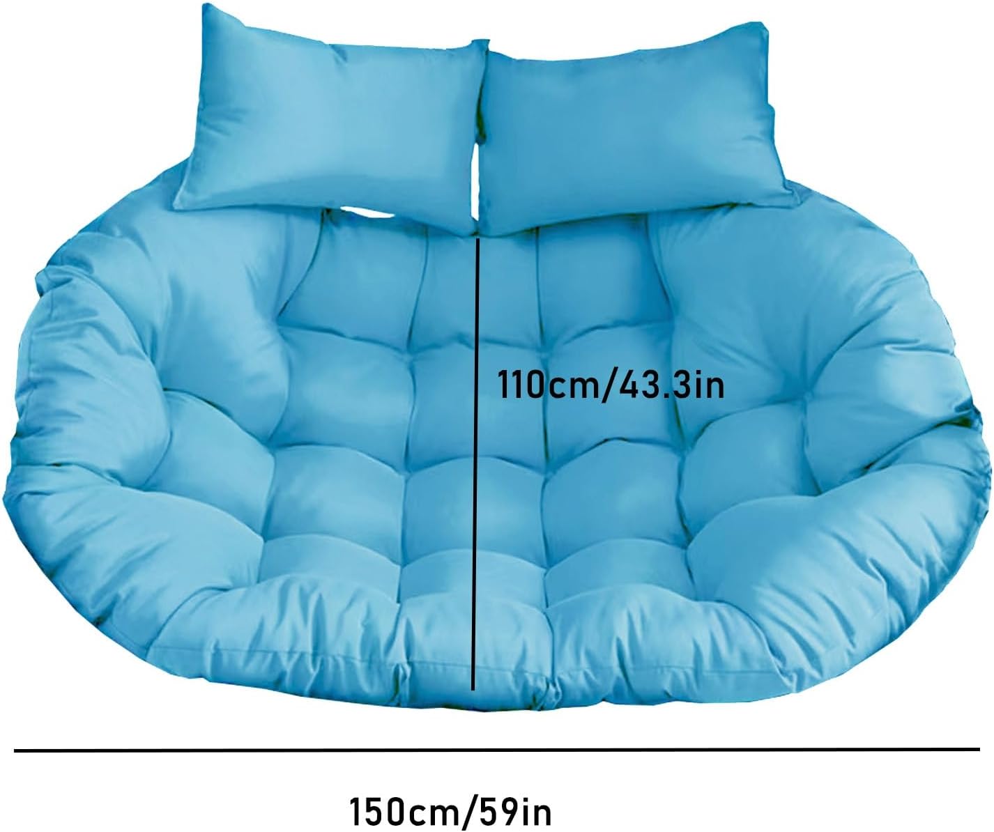 Double Egg Chair Cushion, 59x43In/67x47In 2-3 Seater Waterproof Removable Swing Cushion Replacement for Outdoor Egg Chair, Patio Swing and Rocking Chair, Indoor/Outdoor Use