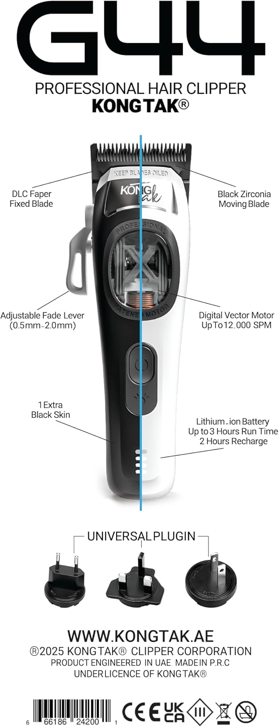 G44 Professional Hair Clipper with Digital Vector Motor UP to 12,000 SPM and DLC Blade