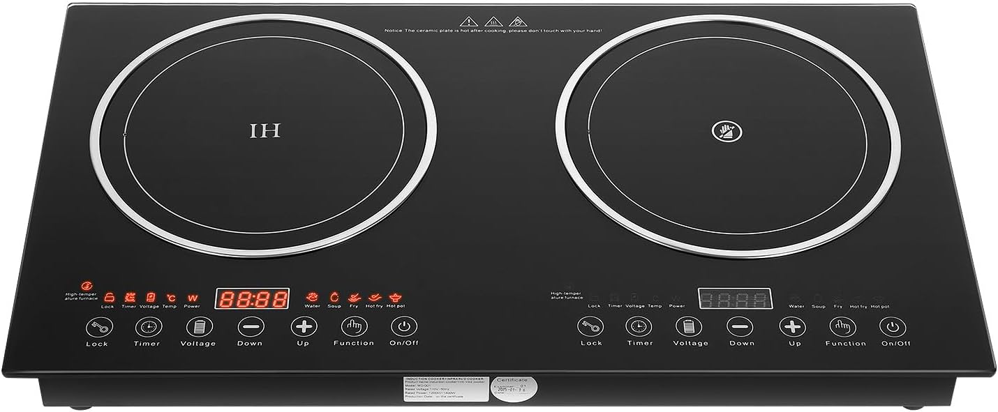 Empava Induction Cooktop 2 Burner, 110V Dual Induction Stove Top with Safety Lock 8 Gears Regulation Embedded/Countertop Inductions Cooker for Kitchen RV