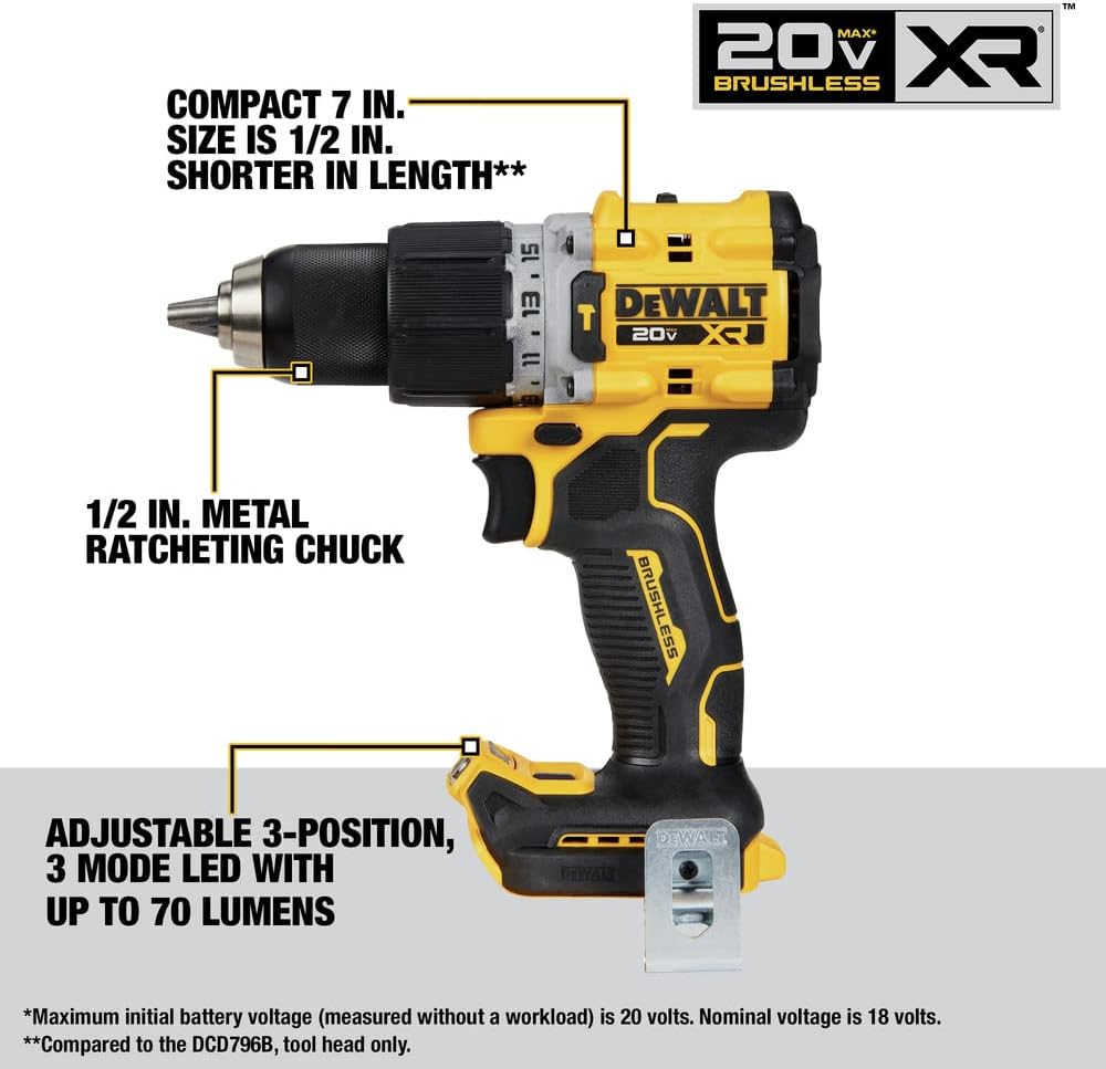 Dewalt DCK249E1M1R 20V MAX XR Brushless Lithium-Ion 1/2 in. Cordless Hammer Drill Driver and Impact Driver Combo Kit with (1) 1.7 Ah and (1) 4 Ah Battery (Renewed)
