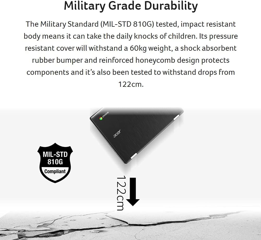 Acer Chromebook Spin 511 (32GB, 4GB RAM) 11.6' HD IPS Multi-Touch LCD Panel, Intel Celeron N4020, Chrome OS W/US Warranty (Shale Black)