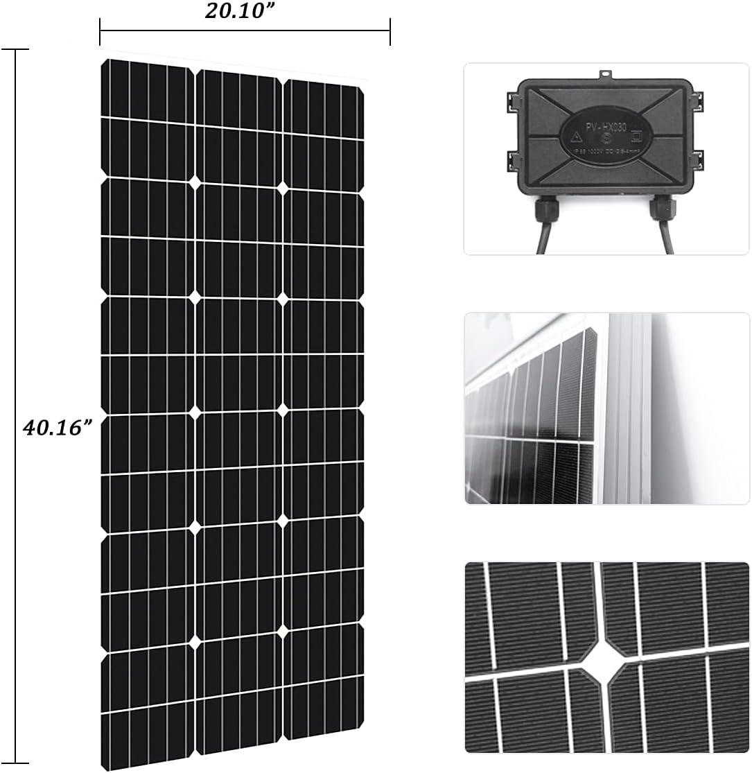 1000W 12V Wind Solar Kit Complete Off Grid System with 2 * 100ah Lifepo4 Battery & 3000W Power Inverter -400W Wind Turbine Generator + 600W Solar Panels