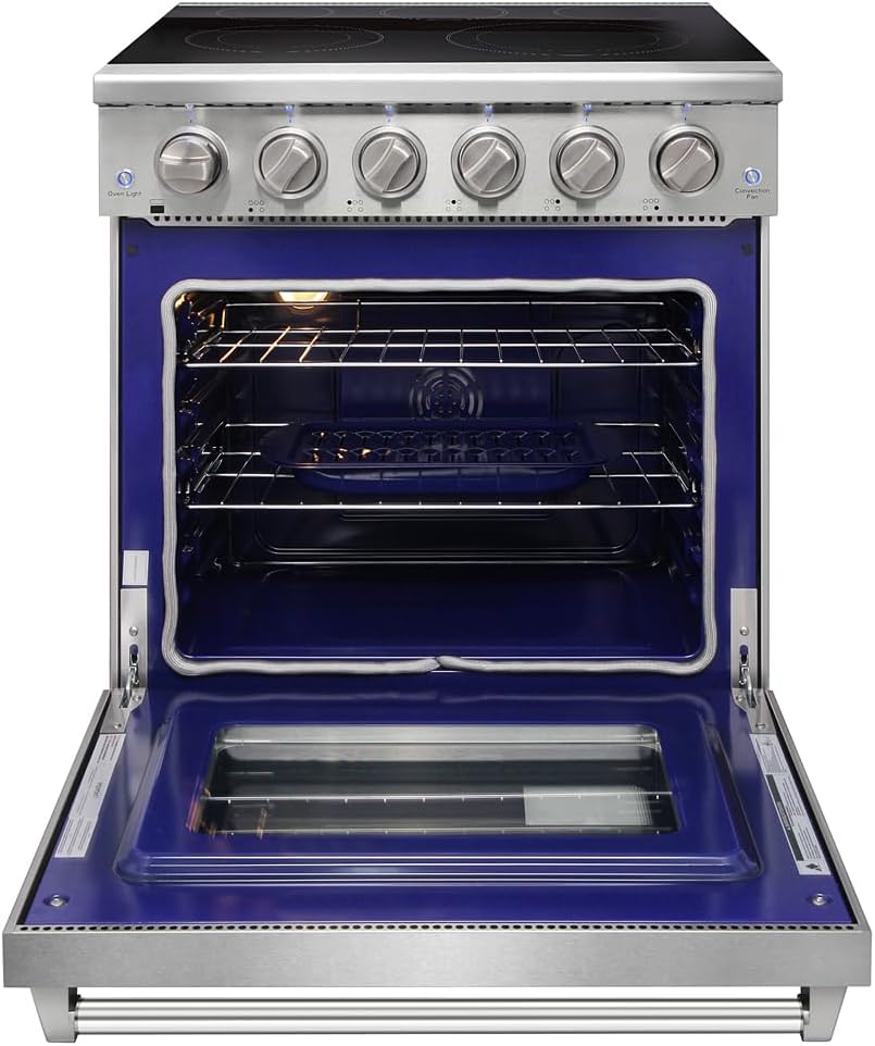 KOSTCH 30 inch Professional Electric Range with 5 Heating Elements Cooktop, 4.55 Cu. Ft. Convection Oven Capacity, Smooth Glass Top, in Stainless Steel, KOS-30RE06H (Stainless Steel)